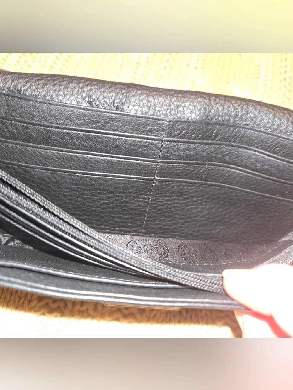 Michael Kors Black Leather Wallet with Silver-Tone Lock